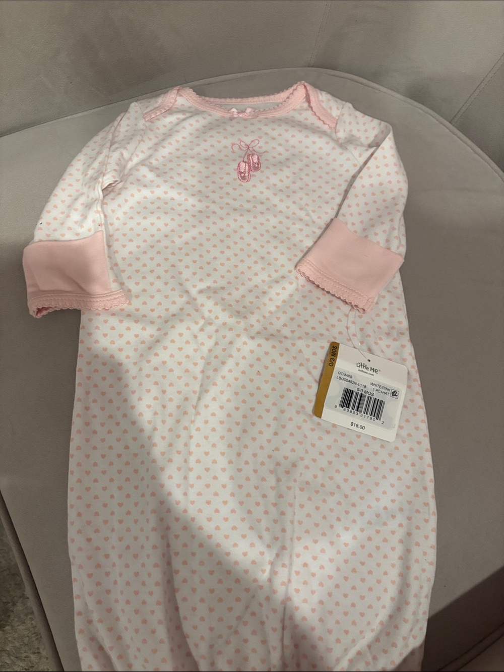 Little Me Pink and White Heart Sleep Sack